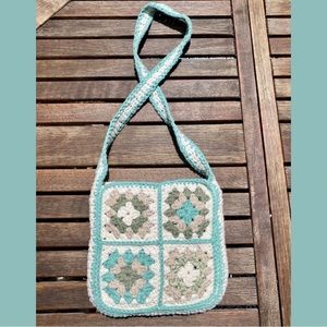 Handmade Crochet Granny Square Crossbody Bag - lined